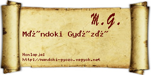 Mándoki Győző névjegykártya